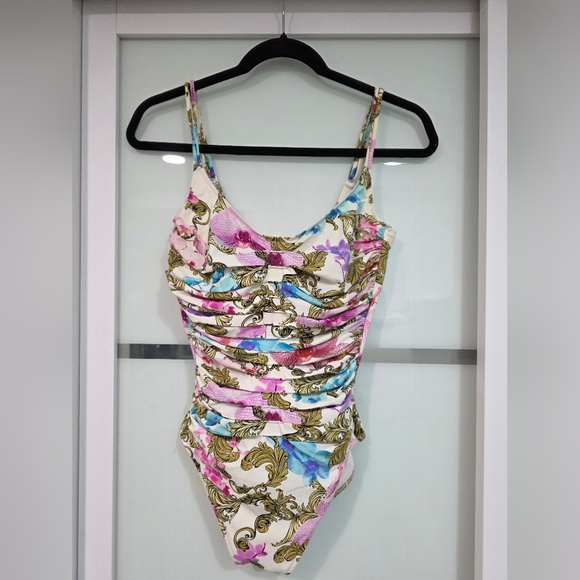 Designer MARYAN MELHORN Gathered Floral One-Piece Swimsuit - Picture 2 of 15